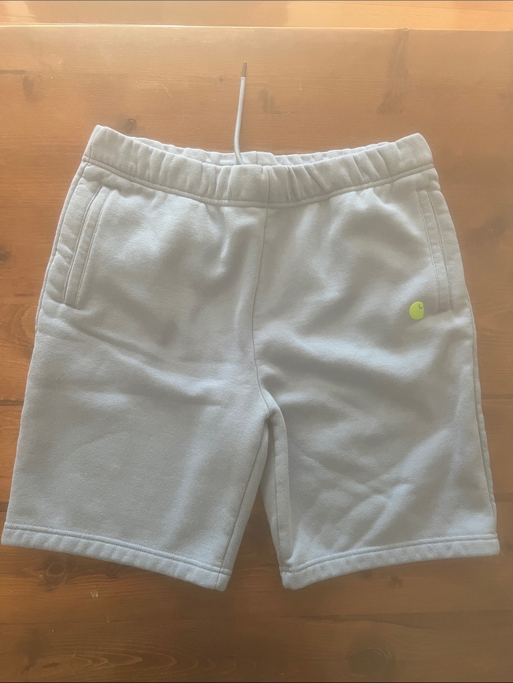 Carhartt Blue Fleece Pull-On Shorts with Neon Logo